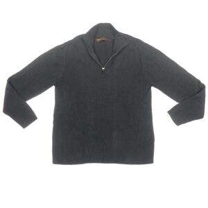 Perry Ellis Men’s Casual Cotton 1/4 Zip Charcoal Sweater, Size XLarge